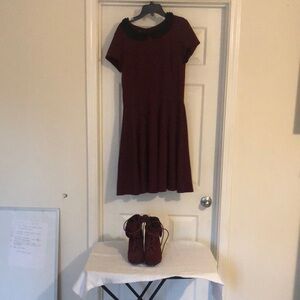Elegant Burgundy Dress with matching heels